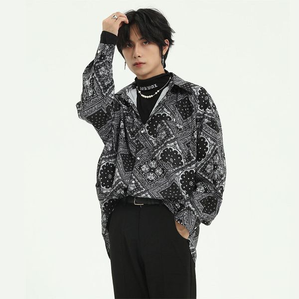 men retro print long sleeve casual cashew flower shirt male japan korea style streetwear fashion shirt, White;black
men retro print long sleeve casual cashew flower shirt male japan korea style streetwear fashion shirt, White;black