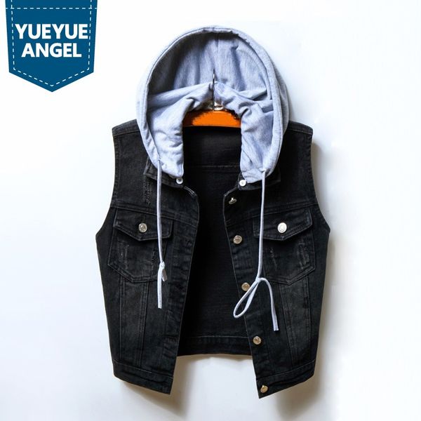 denim vest women short hooded detachable slim sleeveless jacket high street single breasted fashion black waistcoat plus size, Black;white
denim vest women short hooded detachable slim sleeveless jacket high street single breasted fashion black waistcoat plus size, Black;white