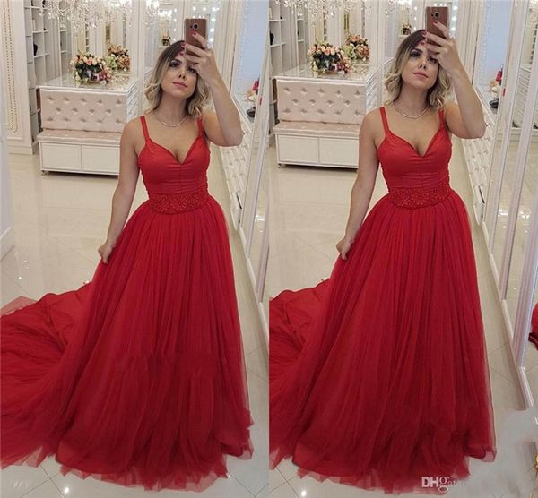 red tulle prom dresses spaghetti straps charming design special occasion dresses sweep train formal evening party gowns, Black
red tulle prom dresses spaghetti straps charming design special occasion dresses sweep train formal evening party gowns, Black
