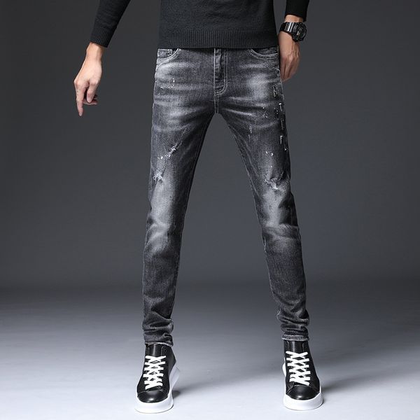 men's autumn korea style slim fit straight fashion nylon jeans pencial pant zipper middle waist trousers male frayed pants, Blue
men's autumn korea style slim fit straight fashion nylon jeans pencial pant zipper middle waist trousers male frayed pants, Blue