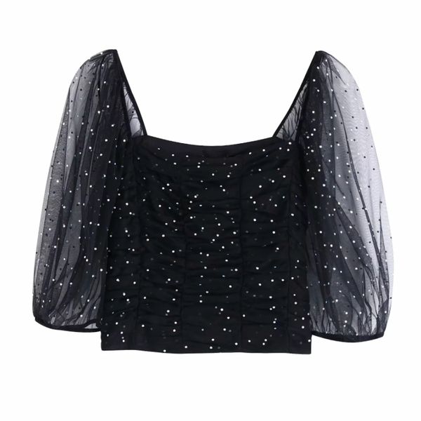 women's blouses & shirts flabbit women summer square collar foam sleeve short panel blouse ladies elastic sequin mesh fashion brand top, White
women's blouses & shirts flabbit women summer square collar foam sleeve short panel blouse ladies elastic sequin mesh fashion brand top, White