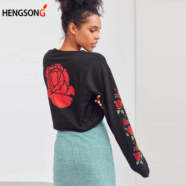 women's sweatshirts and pullovers long sleeve skateboarding clothing rose print crop casual tracksuits fitness sweatshirts, White;black
women's sweatshirts and pullovers long sleeve skateboarding clothing rose print crop casual tracksuits fitness sweatshirts, White;black