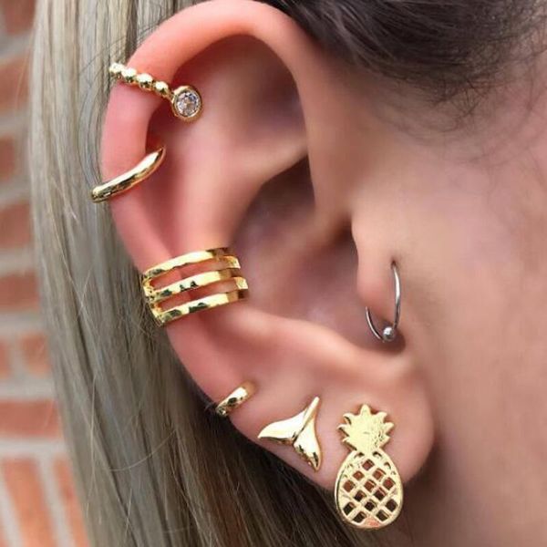 ear cuff set punk charms clip earrings metallic ear wrap none piercing pineapple dolphin fishtail ear clip earing fashion jewelry, Silver
ear cuff set punk charms clip earrings metallic ear wrap none piercing pineapple dolphin fishtail ear clip earing fashion jewelry, Silver