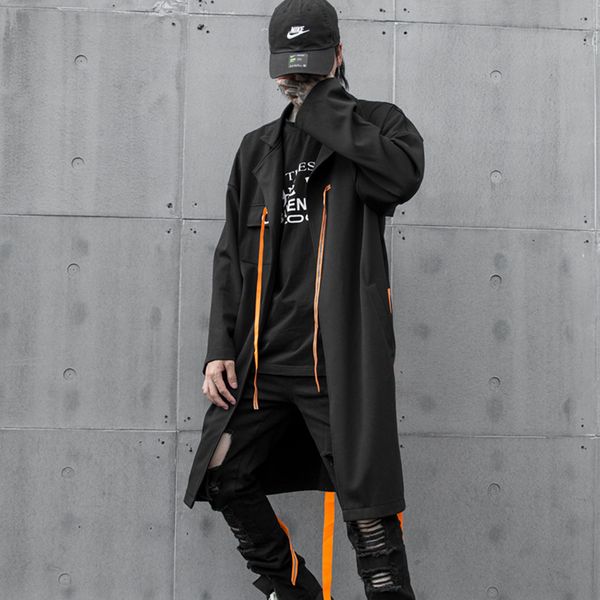 men shawl cardigan jacket streetwear hip hop gothic loose long trench coat male ribbon windbreaker outerwear stage clothing, Tan;black
men shawl cardigan jacket streetwear hip hop gothic loose long trench coat male ribbon windbreaker outerwear stage clothing, Tan;black