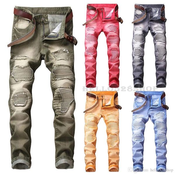 new fashion large size 29-42 mens colorful jeans multicolor motorcycle tide pants ripped slim fit casual long trousers biker novelty design, Blue
new fashion large size 29-42 mens colorful jeans multicolor motorcycle tide pants ripped slim fit casual long trousers biker novelty design, Blue