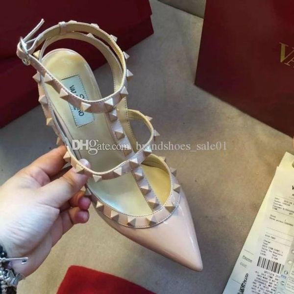 brand v black pink red nude pumps pointed toe t-strap stiletto heels shoes studded rivets women high heels party dress sandals wedding shoes 
brand v black pink red nude pumps pointed toe t-strap stiletto heels shoes studded rivets women high heels party dress sandals wedding shoes