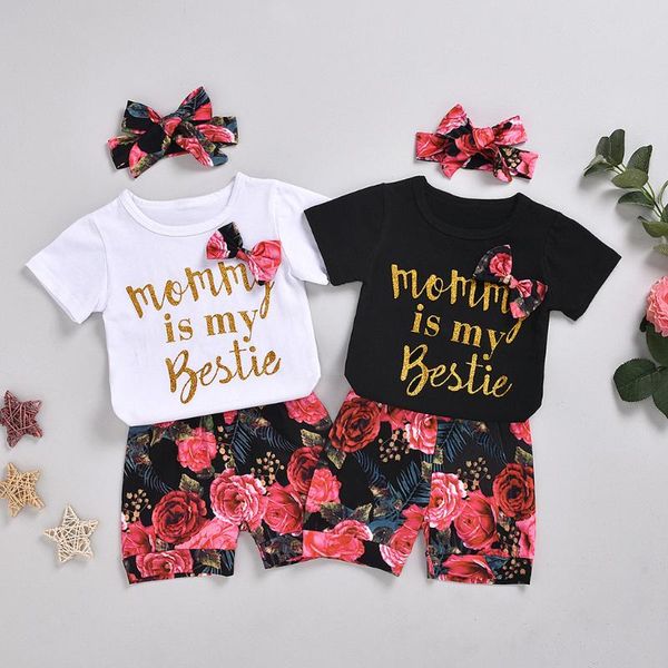 3pcs toddler baby girls summer clothing sets cotton t-shirt floral shorts headbands baby girls clothes roupa de outfit, White
3pcs toddler baby girls summer clothing sets cotton t-shirt floral shorts headbands baby girls clothes roupa de outfit, White