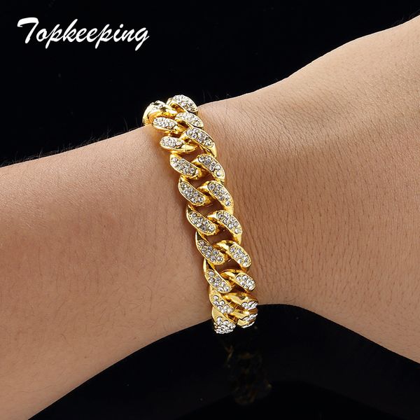 men luxury gold color iced out rhinestone fashion bracelets bangles miami cuban link chain bracelet for hip hop boy, Black
men luxury gold color iced out rhinestone fashion bracelets bangles miami cuban link chain bracelet for hip hop boy, Black