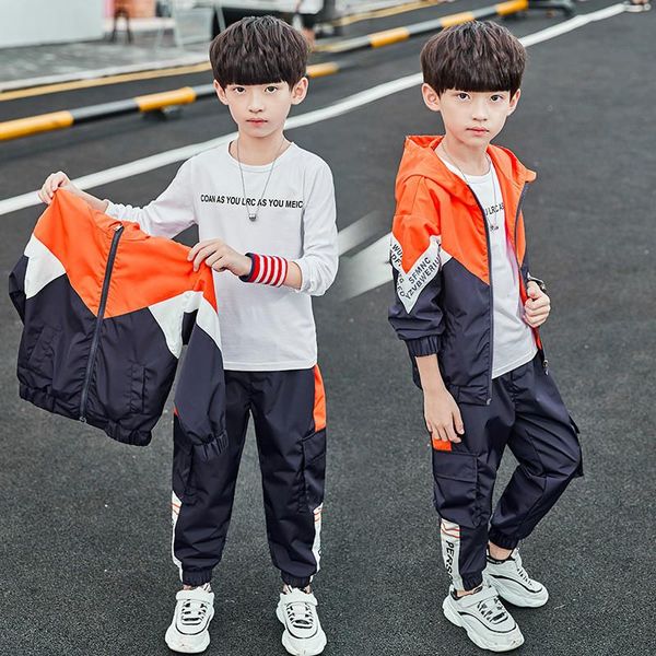 children's clothing spring and autumn boys windproof sports shirt + loose sweatpants casual sports jacket windbreaker coat 2 sets, White
children's clothing spring and autumn boys windproof sports shirt + loose sweatpants casual sports jacket windbreaker coat 2 sets, White