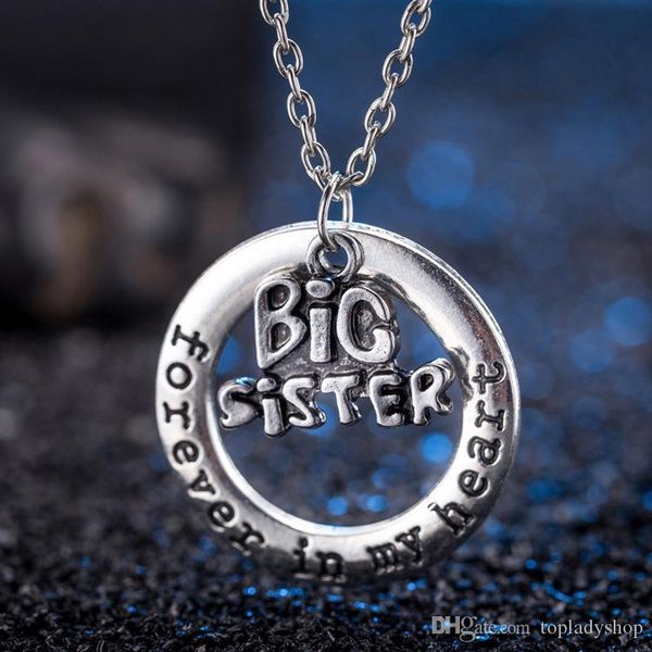 home lettering little big sister forever in heart pendant necklace wholesale, Silver
home lettering little big sister forever in heart pendant necklace wholesale, Silver