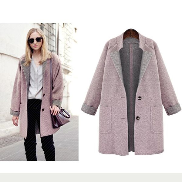 women wool blend coat women long sleeve turn-down collar outwear jacket button casual autumn winter elegant overcoat, Black
women wool blend coat women long sleeve turn-down collar outwear jacket button casual autumn winter elegant overcoat, Black
