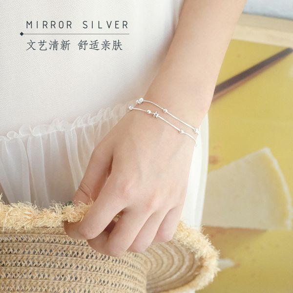 2019 new cute sweet stars little star silver beads bracelet double-layer jewelry lover gift womens, Black
2019 new cute sweet stars little star silver beads bracelet double-layer jewelry lover gift womens, Black