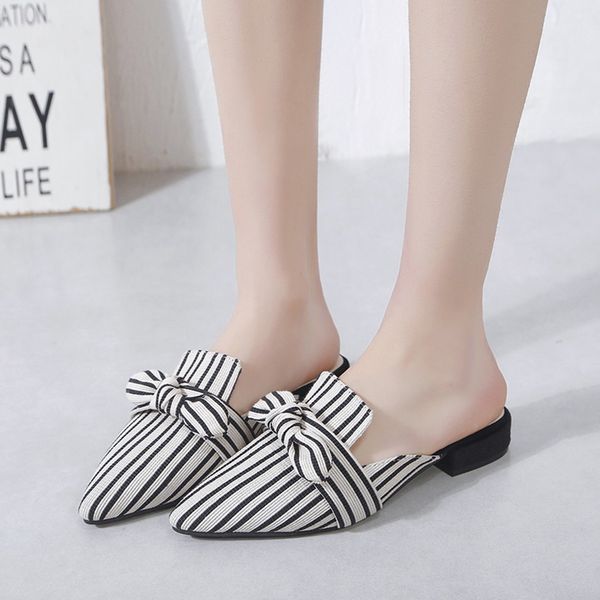 vintage striped bow-knot slipper casual shoes for woman fashion girls square heel platform slaps women shoes chaussures, Black
vintage striped bow-knot slipper casual shoes for woman fashion girls square heel platform slaps women shoes chaussures, Black