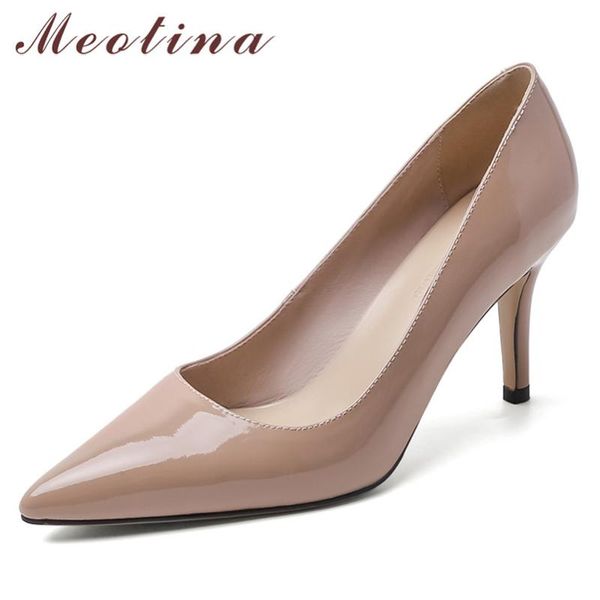 meotina high heels women pumps natural genuine leather thin high heels shoes cow patent leather pointed toe shoes ladies size 39, Black
meotina high heels women pumps natural genuine leather thin high heels shoes cow patent leather pointed toe shoes ladies size 39, Black
