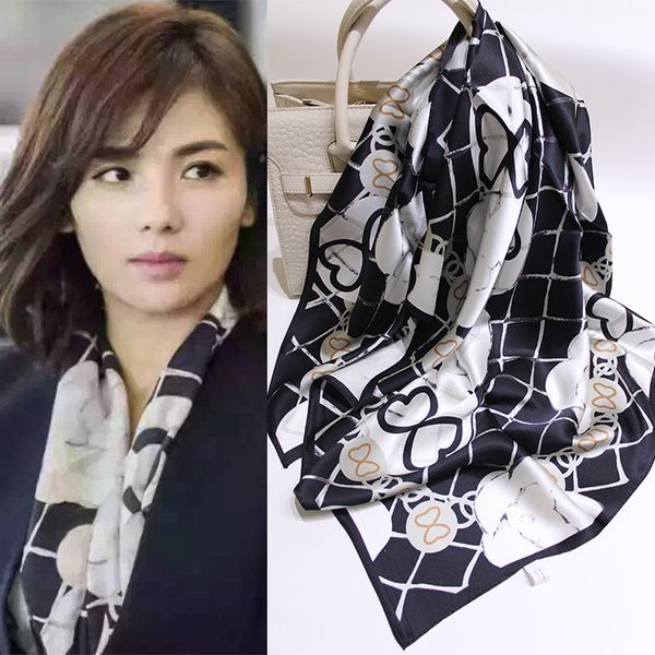 hangzhou camellia true silk fibroin crepe satin square scarf, Blue;gray
hangzhou camellia true silk fibroin crepe satin square scarf, Blue;gray