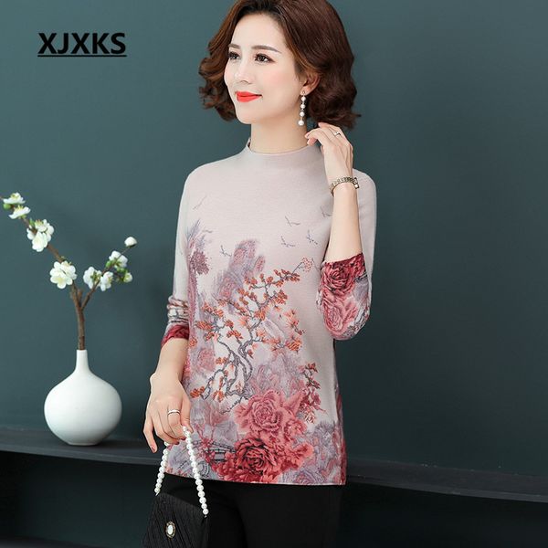 xjxks women turtleneck sweater 2019 autumn winter new plus size high-end digital printing 100% wool knit sweater women pullover, White;black
xjxks women turtleneck sweater 2019 autumn winter new plus size high-end digital printing 100% wool knit sweater women pullover, White;black