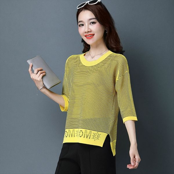 seven-sleeve t- female 2020 loose small striped middle sleeve round collar shirt base shirt, White
seven-sleeve t- female 2020 loose small striped middle sleeve round collar shirt base shirt, White