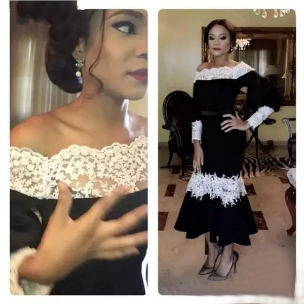 black and white lace short mother of the bride groom dresses with long sleeves tea length applique evening formal gowns, Black;red
black and white lace short mother of the bride groom dresses with long sleeves tea length applique evening formal gowns, Black;red