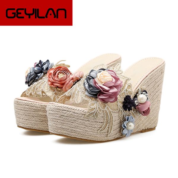 pearl floral wedge slippers women summer super high heels platform sandals woman 2020 bohemian beach shoes woman, Black
pearl floral wedge slippers women summer super high heels platform sandals woman 2020 bohemian beach shoes woman, Black