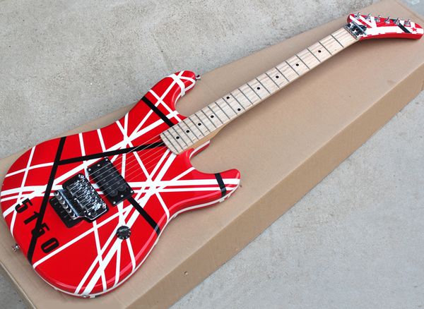 red/white kram electric guitar with 5150 pattern,maple fretboard,floyd rose,can be customized as request
red/white kram electric guitar with 5150 pattern,maple fretboard,floyd rose,can be customized as request