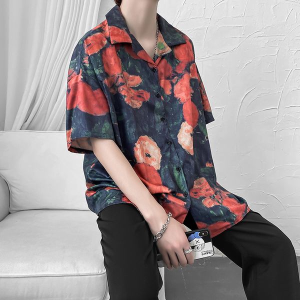 men's short sleeves floral print loose five - minute sleeves floral print short fashion mens shirts streetwear, White;black
men's short sleeves floral print loose five - minute sleeves floral print short fashion mens shirts streetwear, White;black