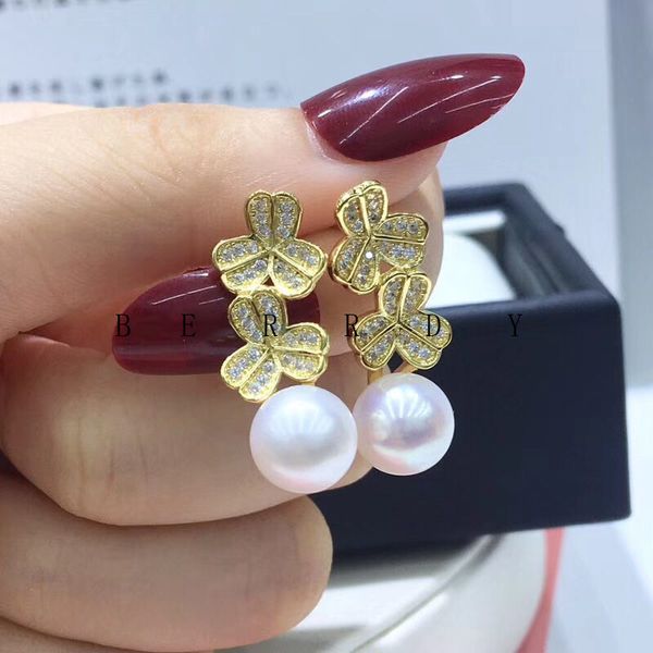 

gold flower 925 sterling silver earrings findings base earrings settings mountings parts mounts for pearls agate coral stones, Blue;slivery