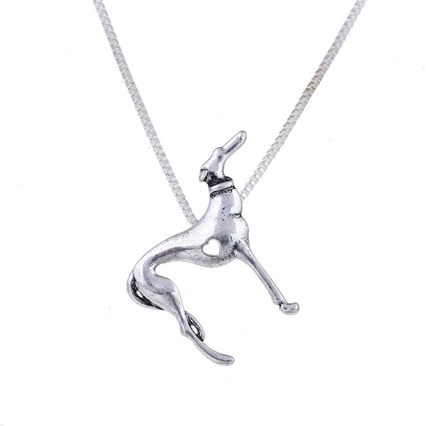

заявление грейхаунд ожерелье сердце кулон уиппет собака ювелирные изделия женщины ожерелье шарм колье хэллоуин подарок, Silver