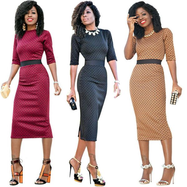 elegant women's business office polka dot crew neck dress formal bodycon sheath pencil dresses, Black;gray
elegant women's business office polka dot crew neck dress formal bodycon sheath pencil dresses, Black;gray