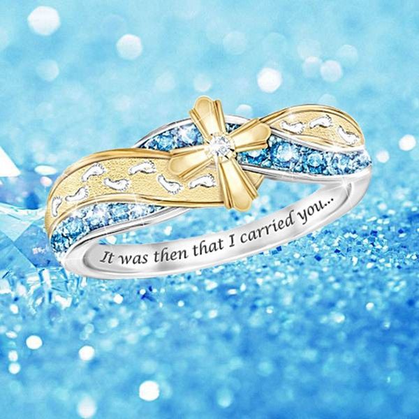 two tone silver plated cross footprint ring women's ladies personalized blue diamond band ring jewelry gift
two tone silver plated cross footprint ring women's ladies personalized blue diamond band ring jewelry gift
