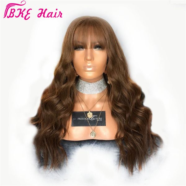 long brown color lace front wigs with bangs heat resistant synthetic natural wave wigs for women african american, Black
long brown color lace front wigs with bangs heat resistant synthetic natural wave wigs for women african american, Black