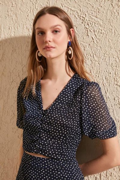 trendyol polka dot bluz twoss20bz0536, White