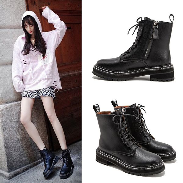 2019 season circle head coarse with short boots thin all-match chalaza circle head boots woman, Black
2019 season circle head coarse with short boots thin all-match chalaza circle head boots woman, Black