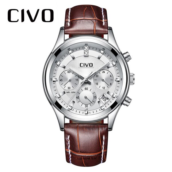 fashion mens watches civo waterproof date calendar analogue quartz men wrist watch brown genuine leather watch men clock, Slivery;brown
fashion mens watches civo waterproof date calendar analogue quartz men wrist watch brown genuine leather watch men clock, Slivery;brown