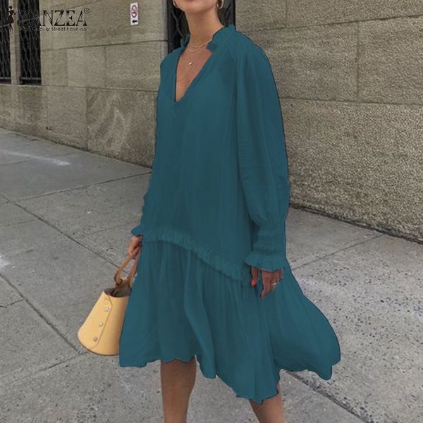 casual dresses plus size women's summer sundress zanzea fashion ruffle midi dress puff sleeve patchwoek vestidos female v neck robe 5xl, Black;gray
casual dresses plus size women's summer sundress zanzea fashion ruffle midi dress puff sleeve patchwoek vestidos female v neck robe 5xl, Black;gray