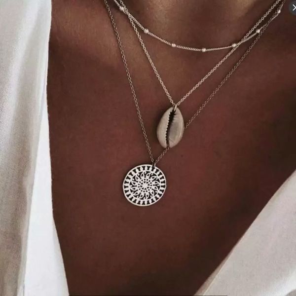 bohemia layered choker necklaces for women punk natural shell flower chains necklaces pendants 2019 fashion collier jewelry, Silver
bohemia layered choker necklaces for women punk natural shell flower chains necklaces pendants 2019 fashion collier jewelry, Silver