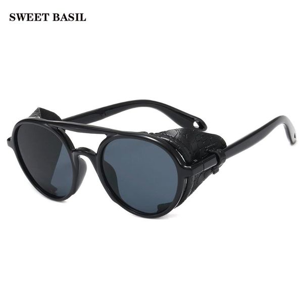 sweet basil women fashion steampunk style round sunglasses cool leather side shield brand design sun glasses, White;black
sweet basil women fashion steampunk style round sunglasses cool leather side shield brand design sun glasses, White;black