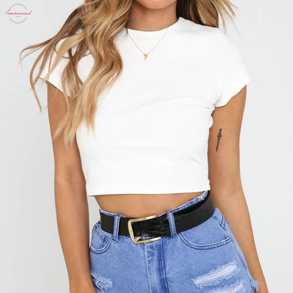 fashion womens short shirt casual solid short sleeve short o neck tee t shirt summer element navel, White
fashion womens short shirt casual solid short sleeve short o neck tee t shirt summer element navel, White