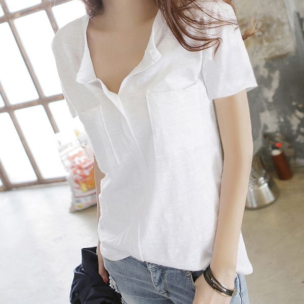 summer clothes bamboo cotton pure color short sleeve women's v-neck loose large size t-shirt all-match cotton half sleeve t-shirt, White
summer clothes bamboo cotton pure color short sleeve women's v-neck loose large size t-shirt all-match cotton half sleeve t-shirt, White