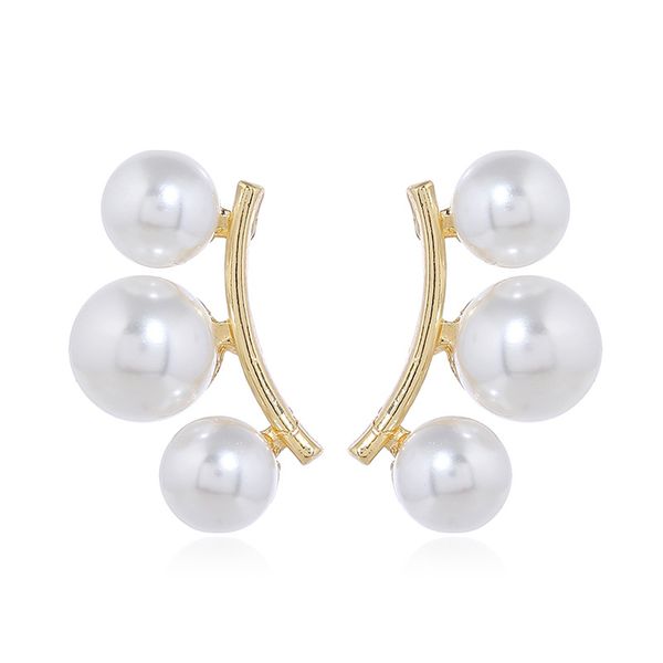 creative water drop pearl pendant long earrings, Golden;silver
