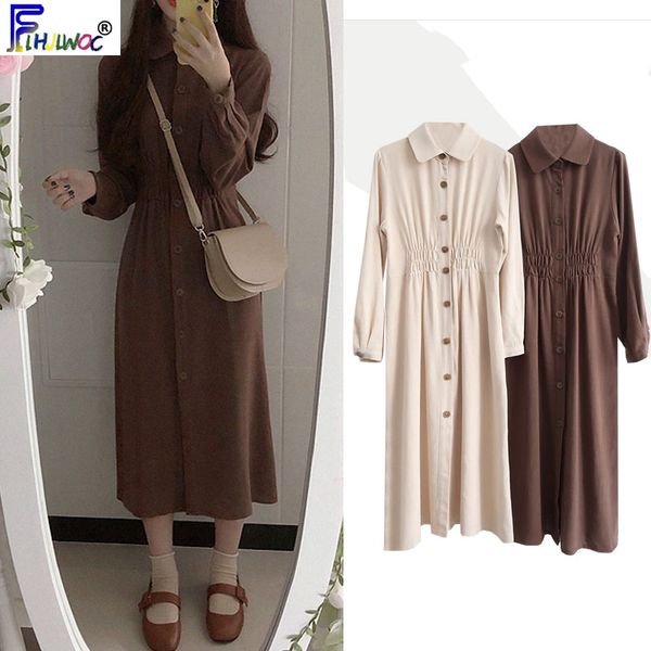 casual dresses vintage long autumn winter basic wear women slim waist a line beige brown button shirt dress korea style design 8025, Black;gray
casual dresses vintage long autumn winter basic wear women slim waist a line beige brown button shirt dress korea style design 8025, Black;gray