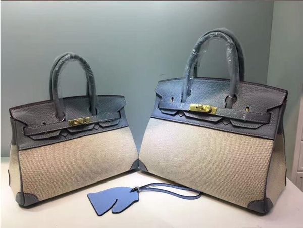 2019 25cm 30cm brand women totes designer two-tone bags luxury genuine leather canvas shoulder bags fashion lady handbag real image
2019 25cm 30cm brand women totes designer two-tone bags luxury genuine leather canvas shoulder bags fashion lady handbag real image