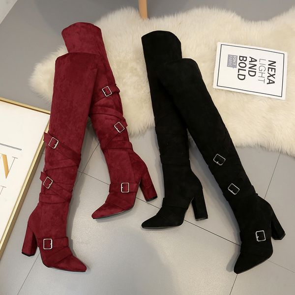 women shoes 2019 warm women's winter boots thick high-heeled slim boots new pointed thick with side zipper over the knee, Black
women shoes 2019 warm women's winter boots thick high-heeled slim boots new pointed thick with side zipper over the knee, Black