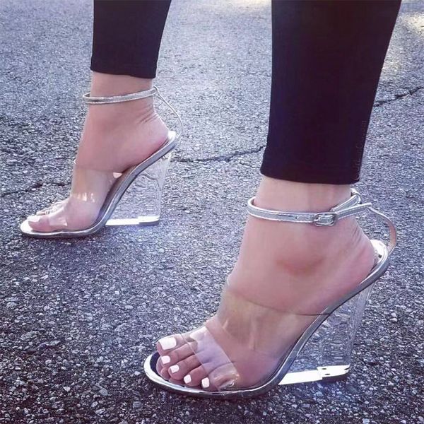 wedges shoes women sandals summer transparent open toe clear high heels ankle buckle strap wedges shoes fashion wedding sandals, Black
wedges shoes women sandals summer transparent open toe clear high heels ankle buckle strap wedges shoes fashion wedding sandals, Black
