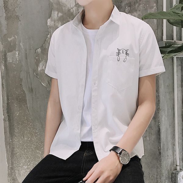 south korea japanese-style retro kitten cartoon couples short-sleeved shirt summer day hong wave men and women ins shirt coat, White
south korea japanese-style retro kitten cartoon couples short-sleeved shirt summer day hong wave men and women ins shirt coat, White
