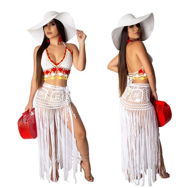 tassels patchwork two piece set dress women fishnet hollow out backless boho dress summer halter neck high waist maxi dress n19.7-2013, White
tassels patchwork two piece set dress women fishnet hollow out backless boho dress summer halter neck high waist maxi dress n19.7-2013, White