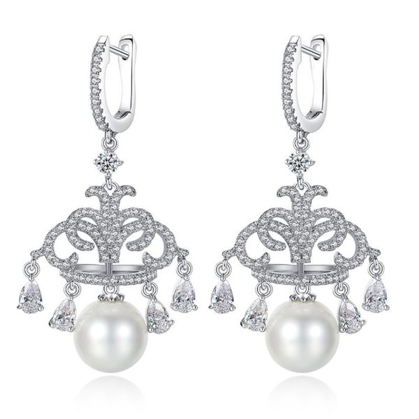 zlxgirl jewelry pave zircon crown pearl copper earring perfect women's wedding stud earring bridal accessory, Golden;silver
zlxgirl jewelry pave zircon crown pearl copper earring perfect women's wedding stud earring bridal accessory, Golden;silver