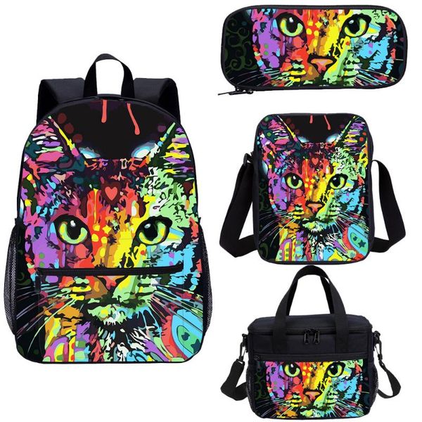 colorful cat print children backpack 4 pcs set tennager animal bag for boy and girl high class student school book bag
colorful cat print children backpack 4 pcs set tennager animal bag for boy and girl high class student school book bag