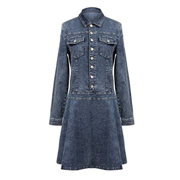 nonosize women's retro long sleeve mini denim dress with lapel and button, Black;gray
nonosize women's retro long sleeve mini denim dress with lapel and button, Black;gray