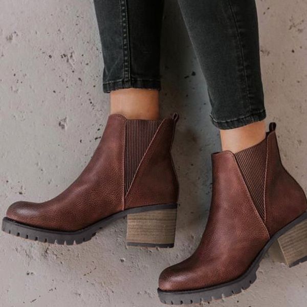 women retro short boots round toe elastic band high heeled ladies ankle boots coturno feminino 2020 winter, Black
women retro short boots round toe elastic band high heeled ladies ankle boots coturno feminino 2020 winter, Black