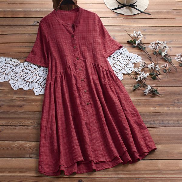 plus size women vintage solid dress casual o-neck short dress short sleeve button dresses party beach dresses vestidos 2019, Black;gray
plus size women vintage solid dress casual o-neck short dress short sleeve button dresses party beach dresses vestidos 2019, Black;gray